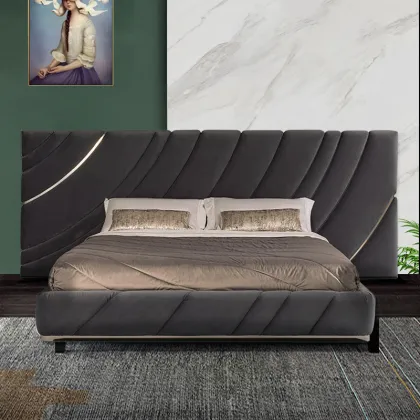 Modern Italian Leather Luxury Double King Size Bed