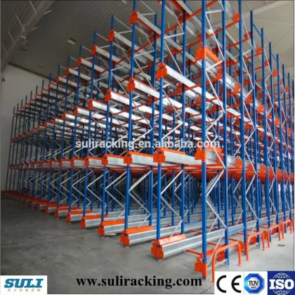 Radio shuttle racking for industrial warehouse storage