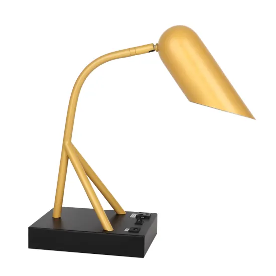 UL Listed Motel 6 Geminn Hotel Bedside Bedroom Study Decorative Yellow Table Lamp with Outlet and USB Port LED Desk Lamps