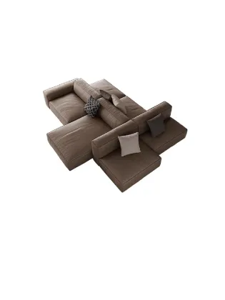 Genuine Leather Backrest Sofa - Apartment Sofa