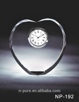 Heart Shape 3D Laser Crystal Clock For Souvenir Gifts