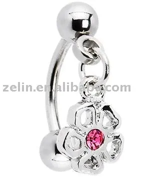 Daisy Pink Gem Dangle Eyebrow jewelry,eyebrow ring,316L jewlery