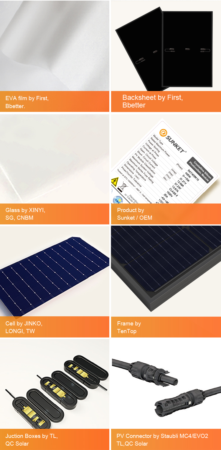 Painel solar de estrutura preta de alta eficiência Mono 410W