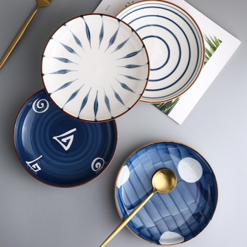 Set di piatti per la cena in ceramica - moderni stoviglie giapponesi dipinti a mano dipinti a mano