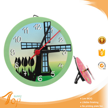 2015 New Design Round Green Office Rose and Windmill Top Table Clock Souvenirs