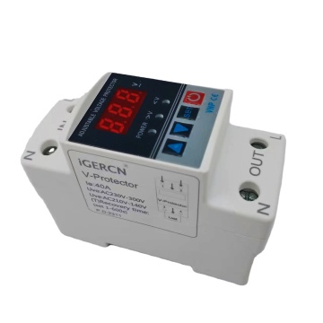 iGERCN Digital Voltage Protector NP2-V: Adjustable Over/Under Voltage Protector for 230V DIN Rail, CE & ROHS Certified, Available in 40A and 63A