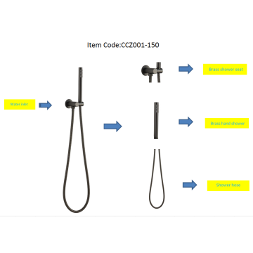 Set de douche à main en métal au pistolet brossé