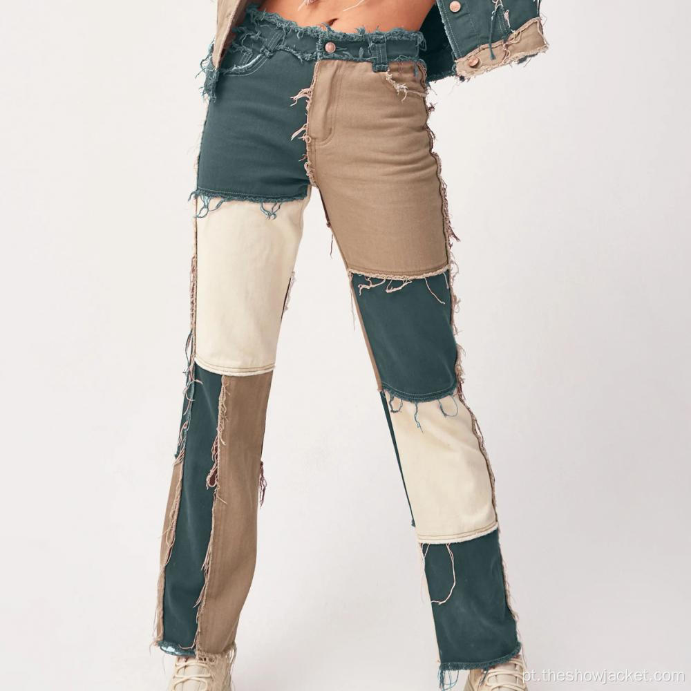 Novidades Vogue Patchwork Long Feminino Jeans