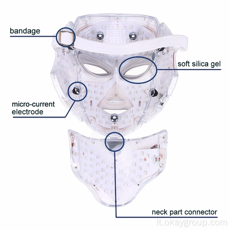 Maschera led terapia 7 colori Luce per la pelle