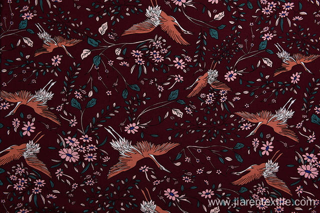 Wholesale Crane Pattern Printed Fabrics