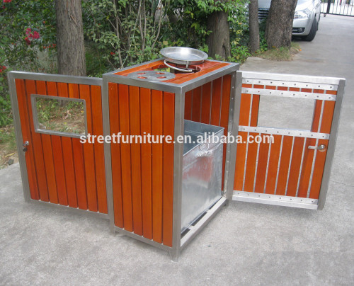 Outdoor wooden waste bin outdoor wooden trash bin