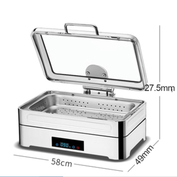 304 Stainless Steel Rectangular Food Warmer with Glass Cover