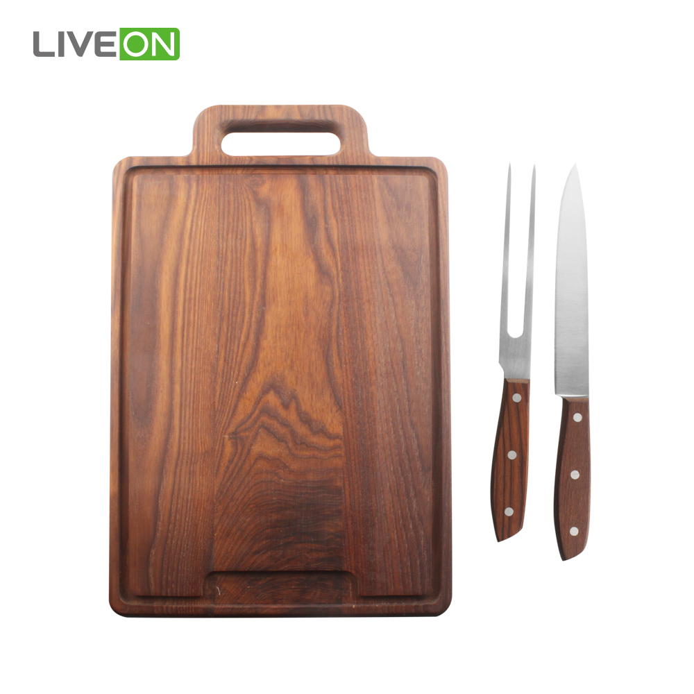 Ash Cutting Board With Knife Set