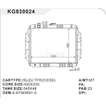 auto parts of radiator car:ISUZU TFR(DIESE) OEM:8-97093691-0