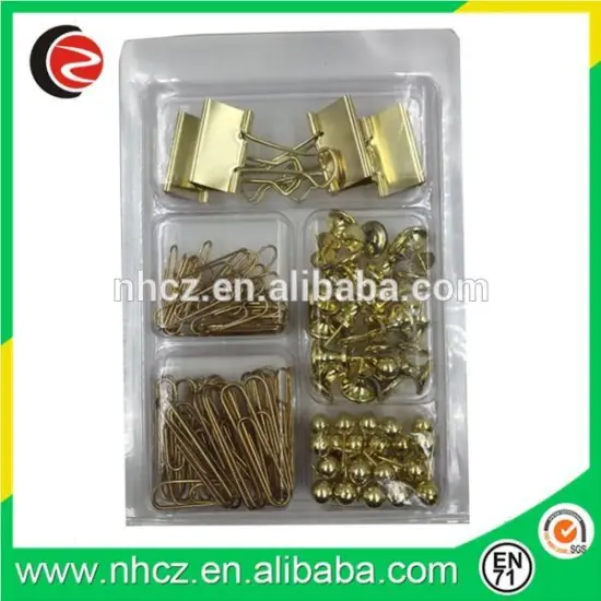 Super Gold Binder Clip and Paper Clip Market Office Set