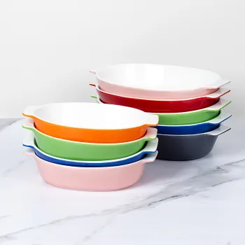 Colorful Multi-Size Stoneware Oval Baking Dish with Handles - Customized Ceramic Bakeware