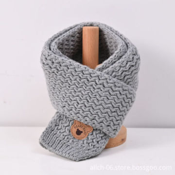 Cute Cartoon Bear Print Acrylic Knitted Scarf for Kids