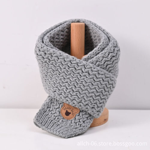 Cute Cartoon Bear Print Acrylic Knitted Scarf for Kids