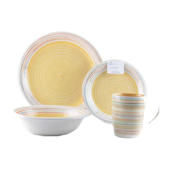 hand-painted style yellow color stoneware dinner set