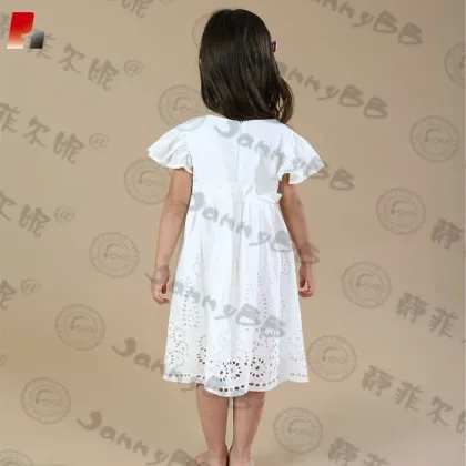 white rustic lace country flower girl dress