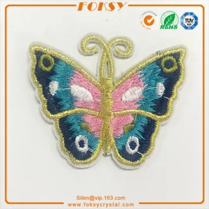Blue butterfly hotfix embroidery patch