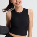 Neue gerippte Trainings-Crop-Tops für Damen