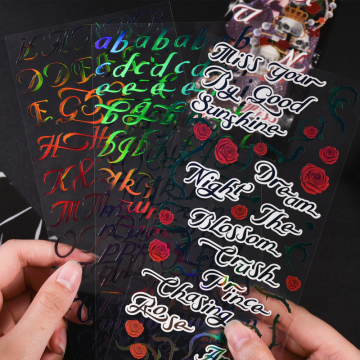 Korean Gold Stamping Letter Stickers - DIY Decorative Stationery Set