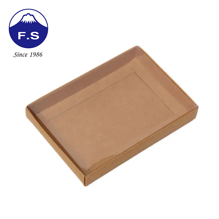 Transparent Pvc Cover Custom Logo Paper Packaging Clear Lid Kraft Paper Box