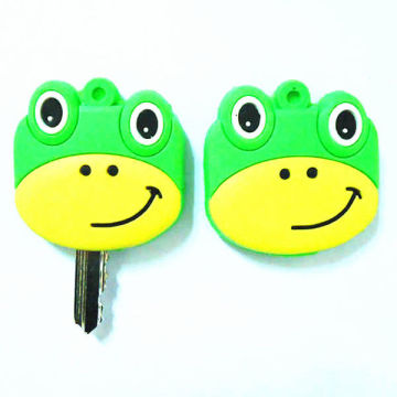 Customized Green Silicone Frog Key Cover With Debossed Printing Logo