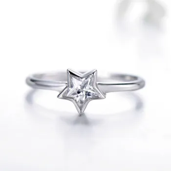 Stylish Dainty Cubic Zirconia Star Rings in 925 Sterling Silver for Women