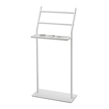 Practical White Iron Double Towel Bar With Shelf