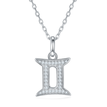 New Arrival 12 Constellations Gemini S925 Silver White Plated Moissanite Hip Hop Necklace for Unisex
