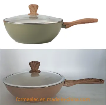 Maifan Stone Cookware Marble Stir Fry Pan 30cm 32cm Non-Stick Aluminum Wok
