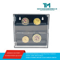 Elegante vitrine de moedas em acrílico com capa brilhante