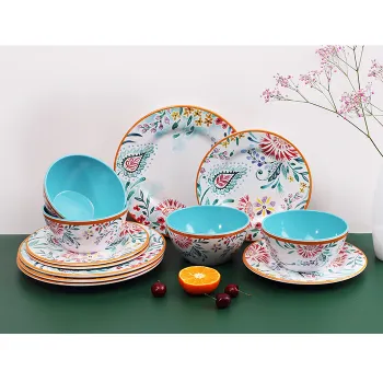 High-Quality 12pc Melamine Dinner Set - Compliant with EU2020/1245 Regulations