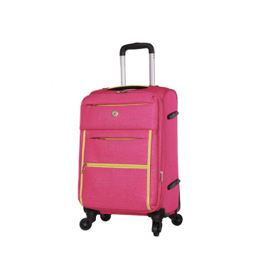 Roze trolleybagage voor dames, zacht polyester