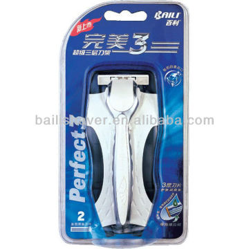 Perfect 3 quality metal triple blade shaving razor system