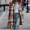 Women's Plaid Casual Button Lapel Coat