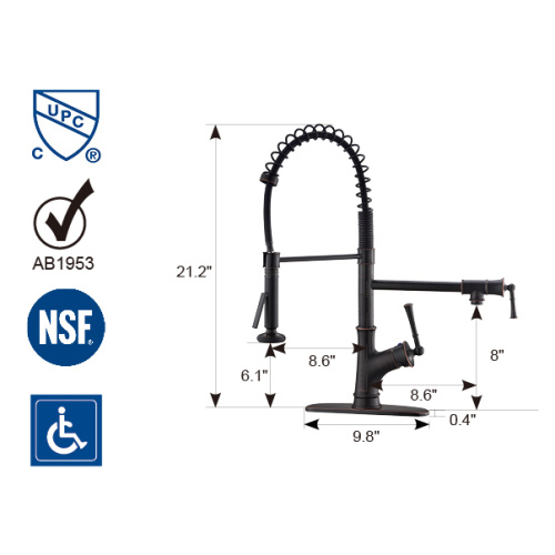 Robinet d&#39;eau de cuisine moderne noir en acier inoxydable