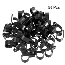 Uxcell Cable Diameter 9.5/15/15.8/19.4mm Nylon R-type Cable Clamp Organizer Cord Clips for Wire Management White/Black 50Pcs