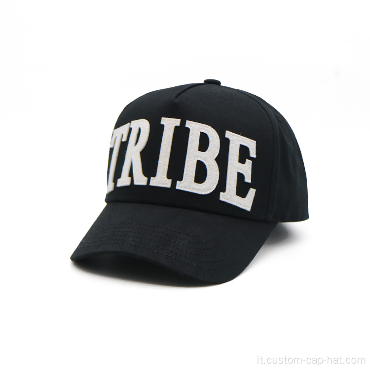 100% di berretto da baseball nero in cotone all'ingrosso