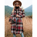 Frauen Lounge Revers Button Plaid Jacke