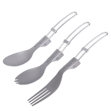 Boundless Voyage Titanium Folding Cutlery Set - Portable Camp Fork Spoon Kit