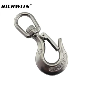 AISI304 Stainless Steel Swivel Eye Slip Hook with Safety Latch Lifting Hoisting Crane Chain Hook