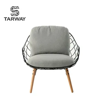 Restaurant Solid Wood Leg Metal Frame Dining Chair Garden Coffee Lounge Leisure Chair With Cushion