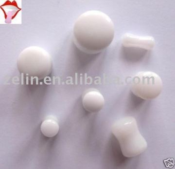 WHITE MURANO GLASS Organic Ear Plugs Stretching 2 gauge,ear jewelry,body jewelry
