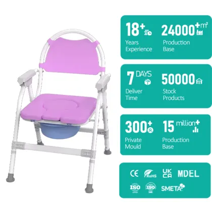 Purple Color Rehabilitation Therapy Toilet Chair