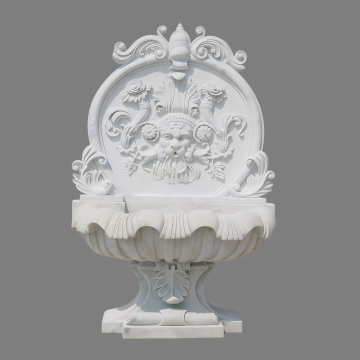 Handcrafted Marble Wall Fountain Featuring Floral
