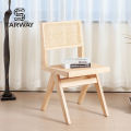 Designers por atacado Móveis elegantes Catenamento de vime para trás Backless Wood Frame Dining Dining Bamboo Rattan Chair Cane Wicker de volta