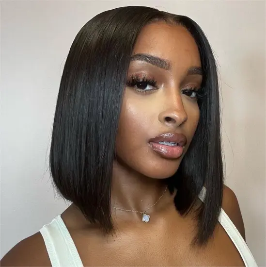 XBL straight short bob wig transparent 13x6 lace frontal virgin hair wig raw hair 14 inch bob style virgin human hair wig